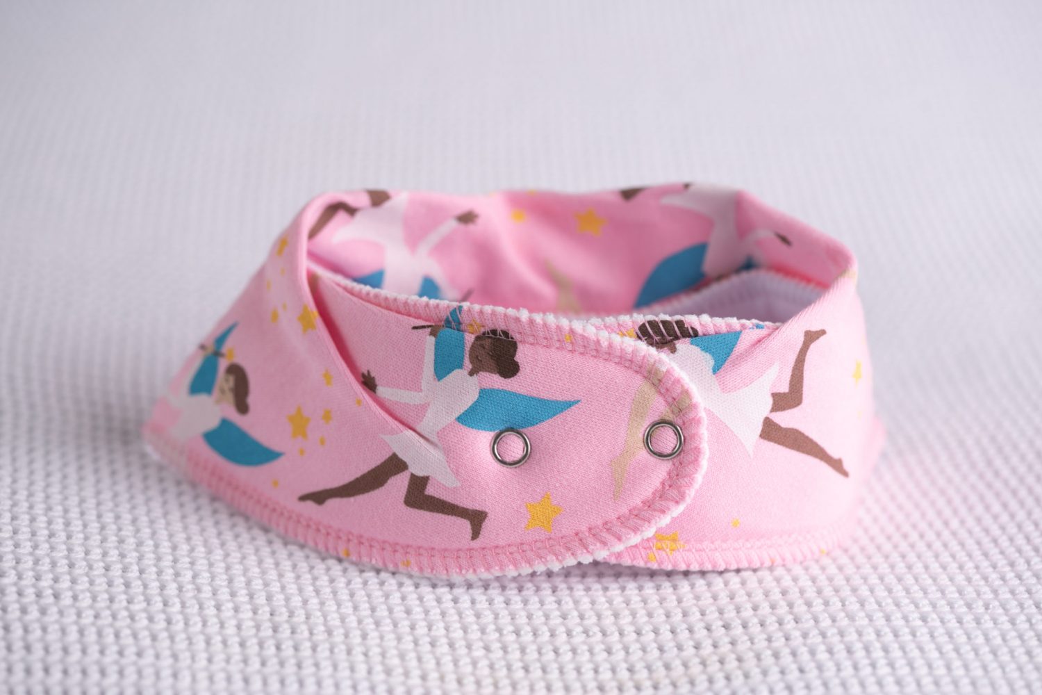 Baby pink fairies organic cotton DribbleBoo bandana bib
