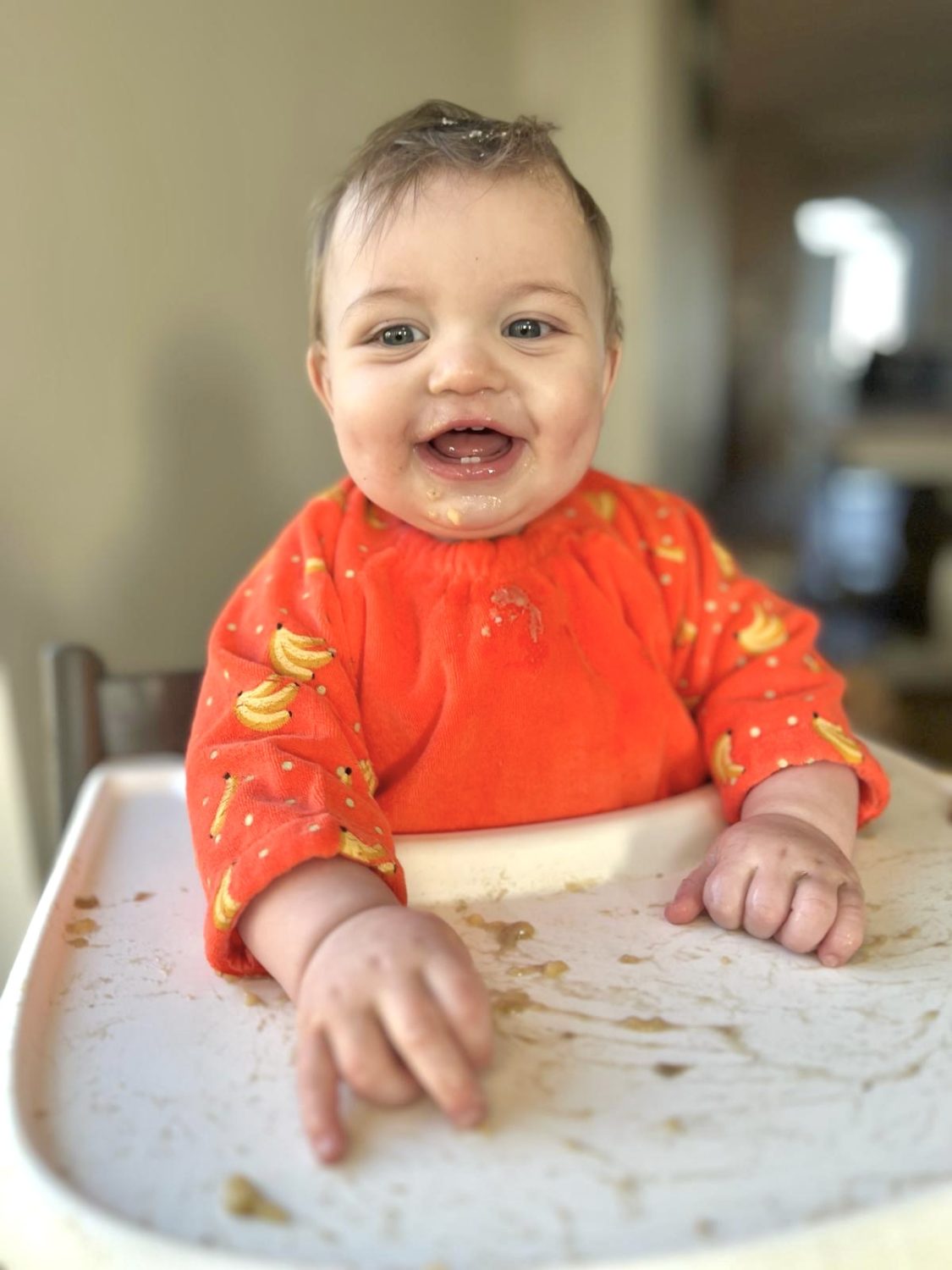 Peach bananas YummyBoo feeding bib