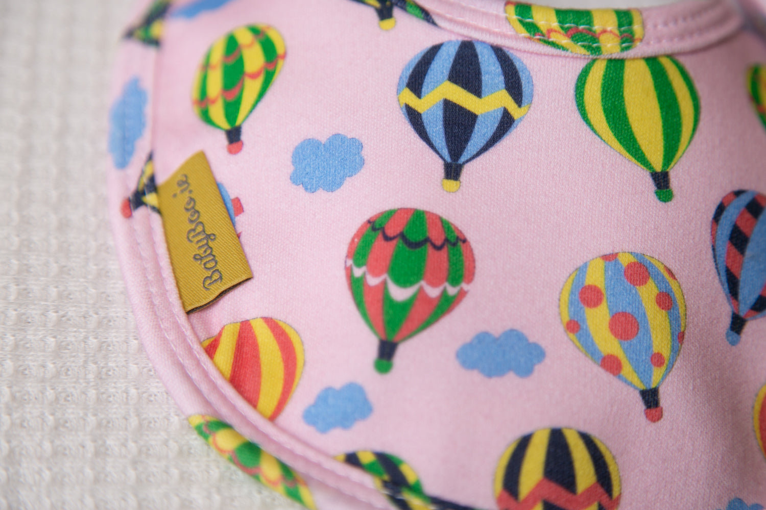 Pink hot air balloons organic cotton LittleBoo baby bib