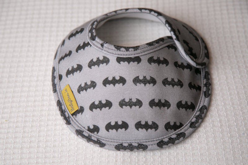 Grey Batman organic cotton LittleBoo baby bib