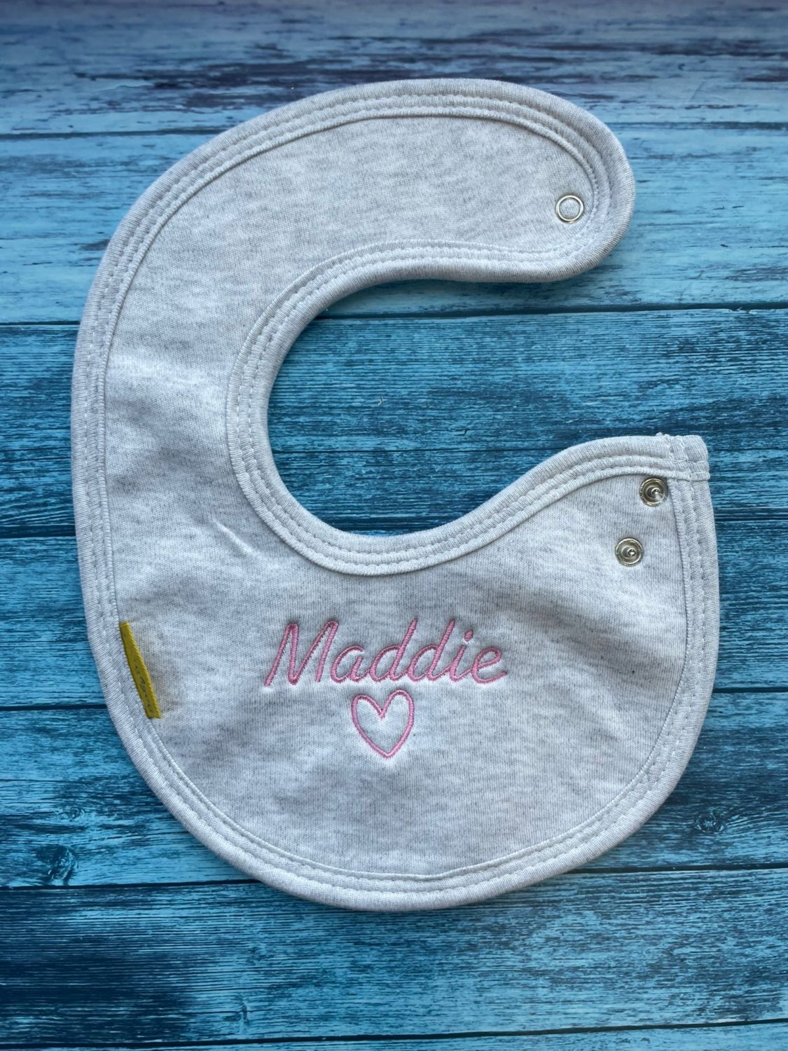 Personalised Marl Grey organic cotton LittleBoo baby bib