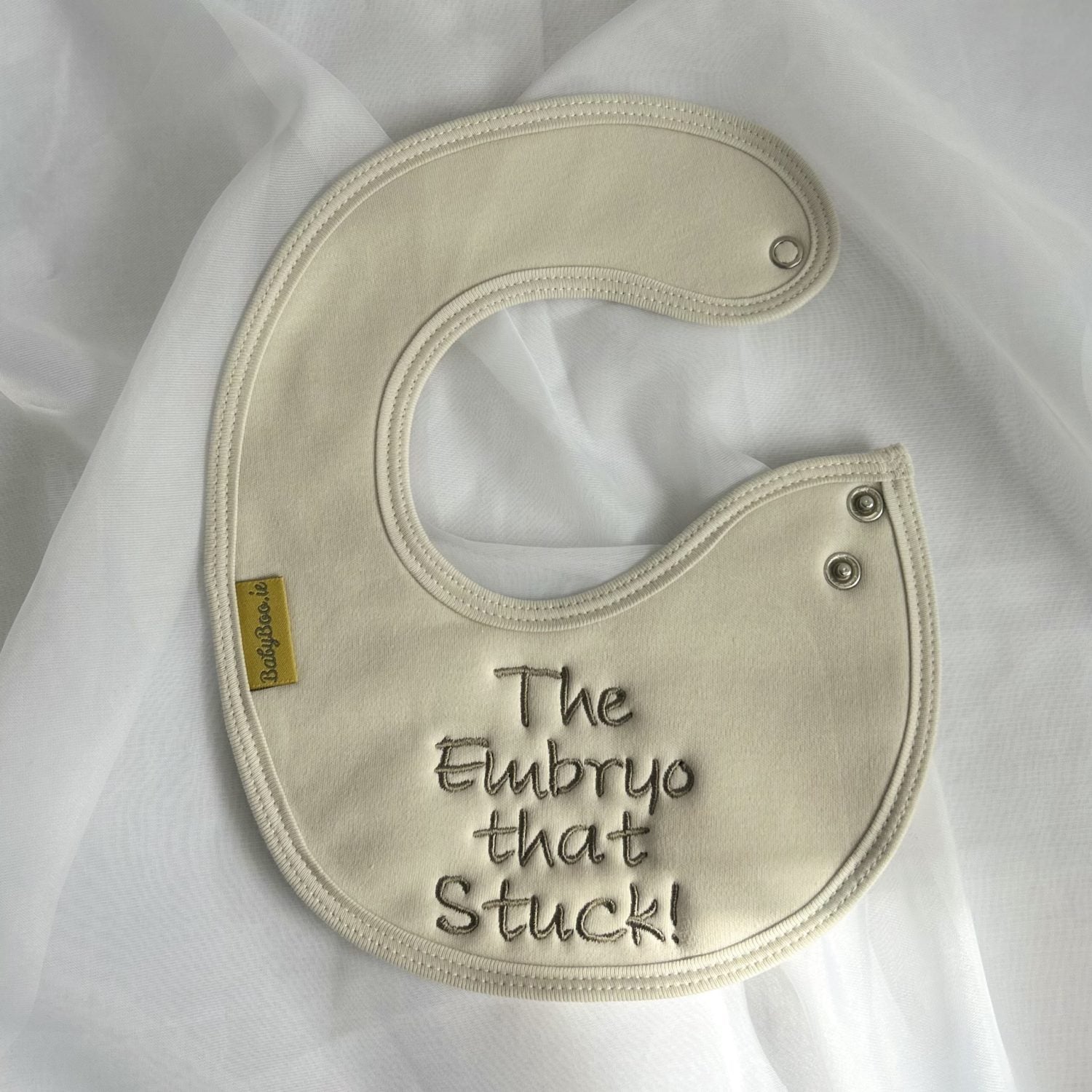 The Embryo that Stuck! organic cotton LittleBoo newborn bib