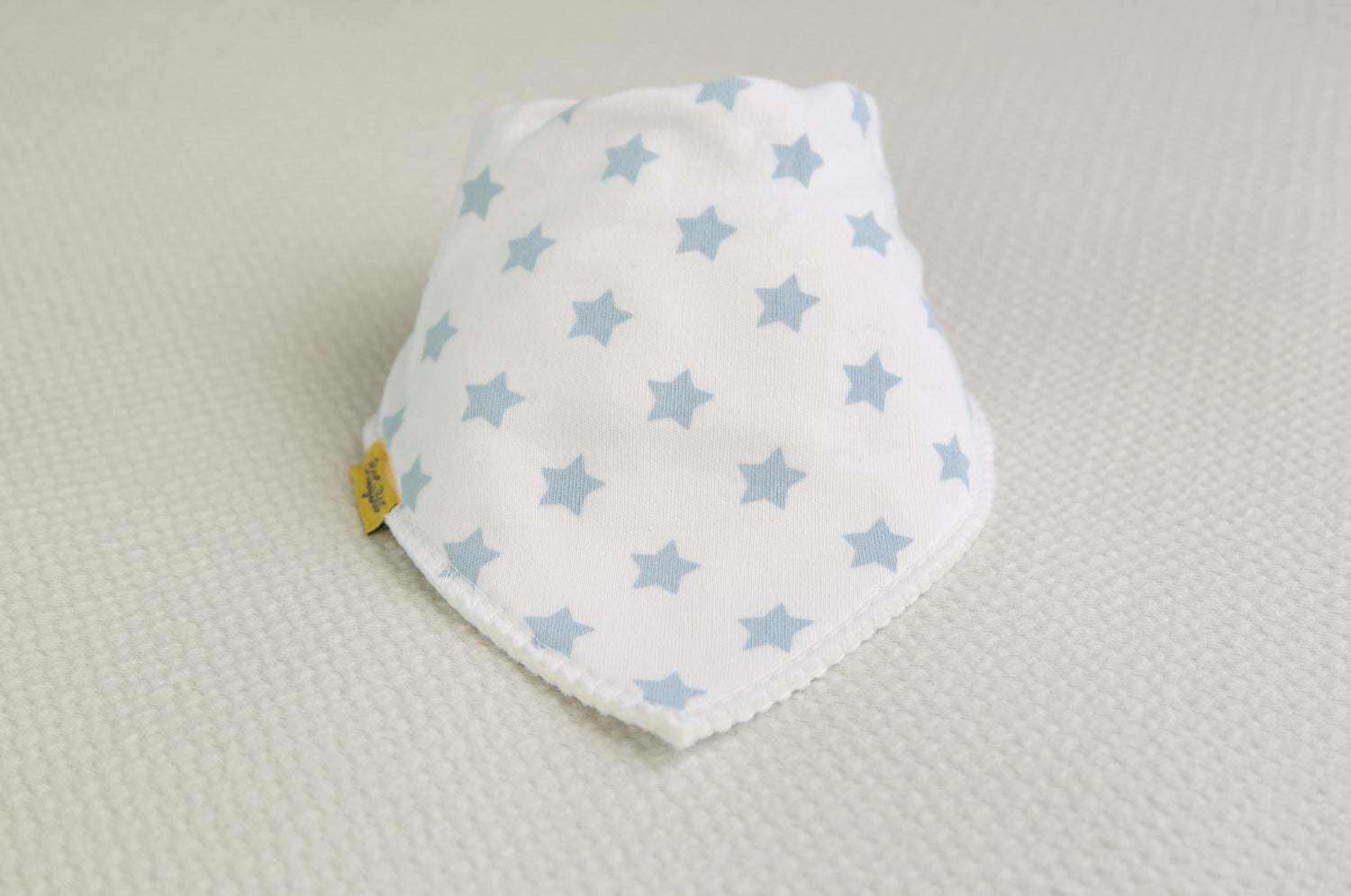 White with baby blue stars organic cotton DribbleBoo bandana bib