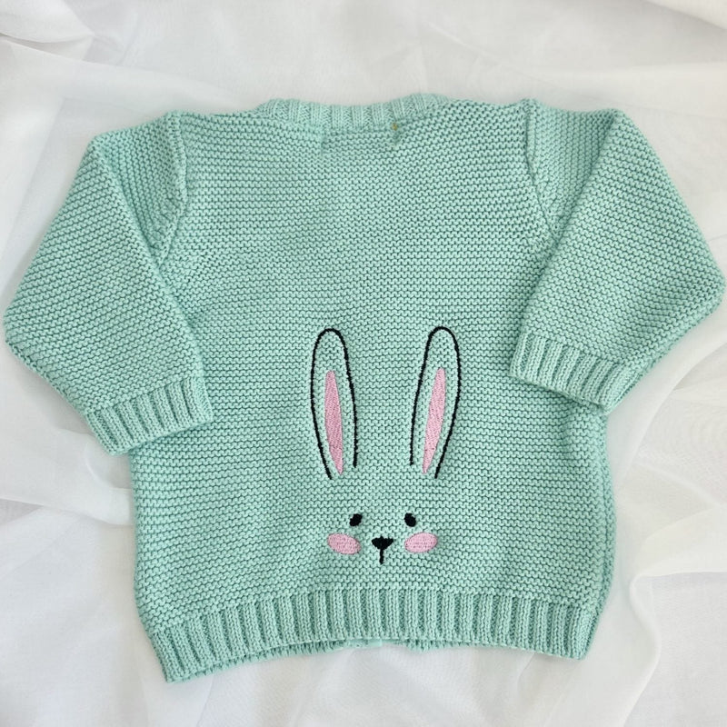Cute Bunny Organic Cotton Zipped Cardigan