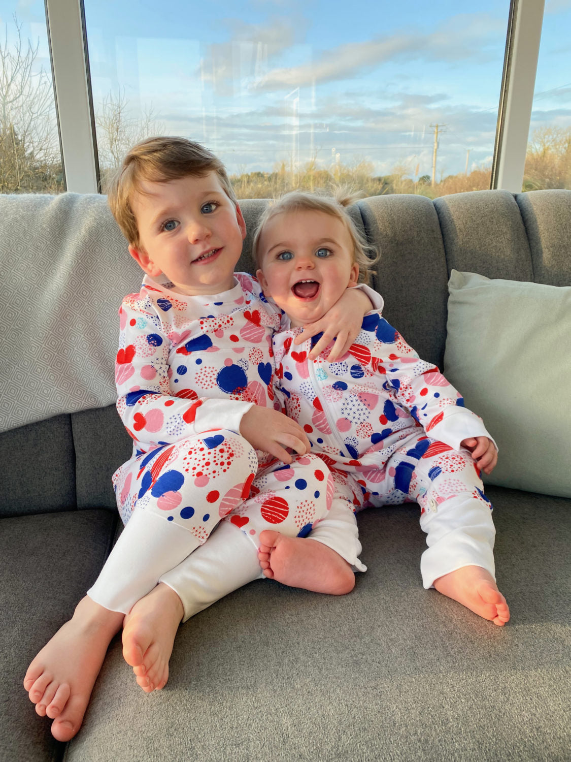 Abstract hearts organic cotton loungewear set
