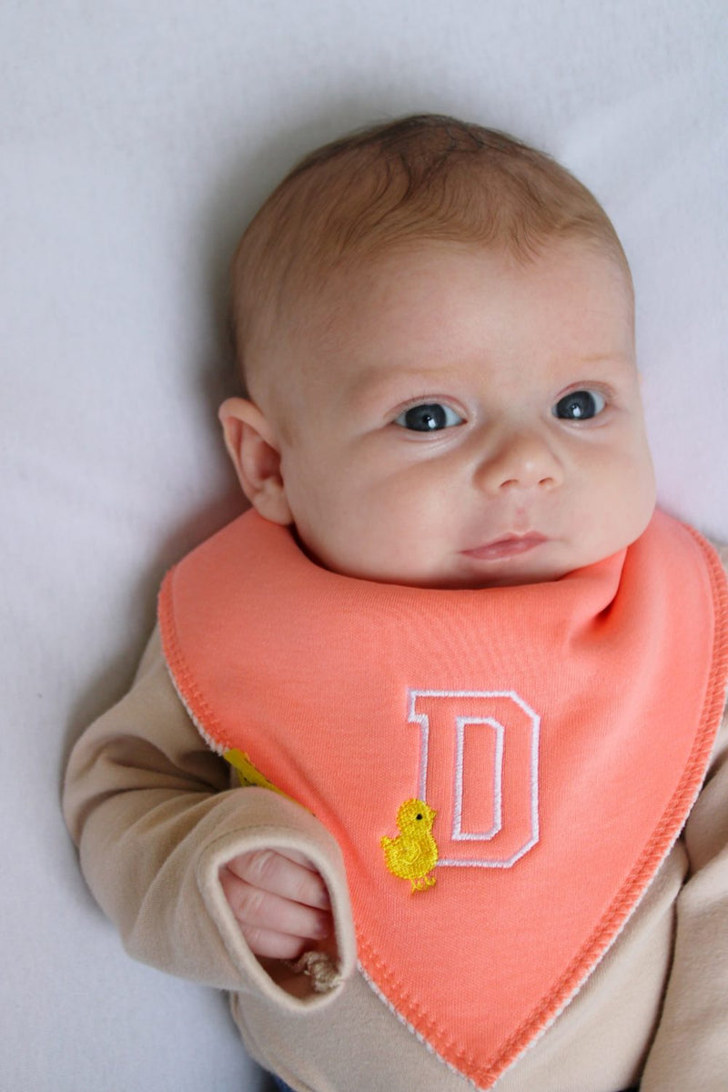 Letterman with chick Organic Cotton DribbleBoo Bib