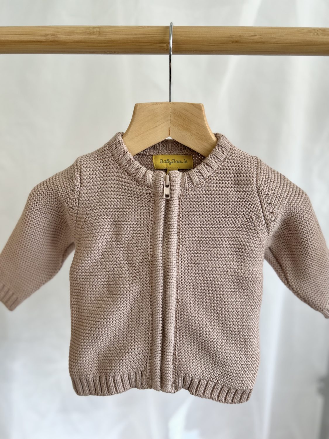 Stone organic cotton zipped cardigan