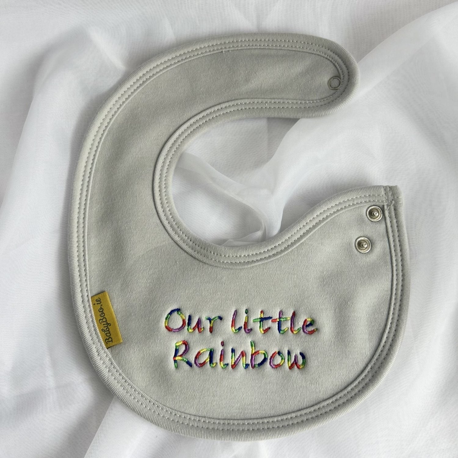 Our Little Rainbow organic cotton LittleBoo newborn bib