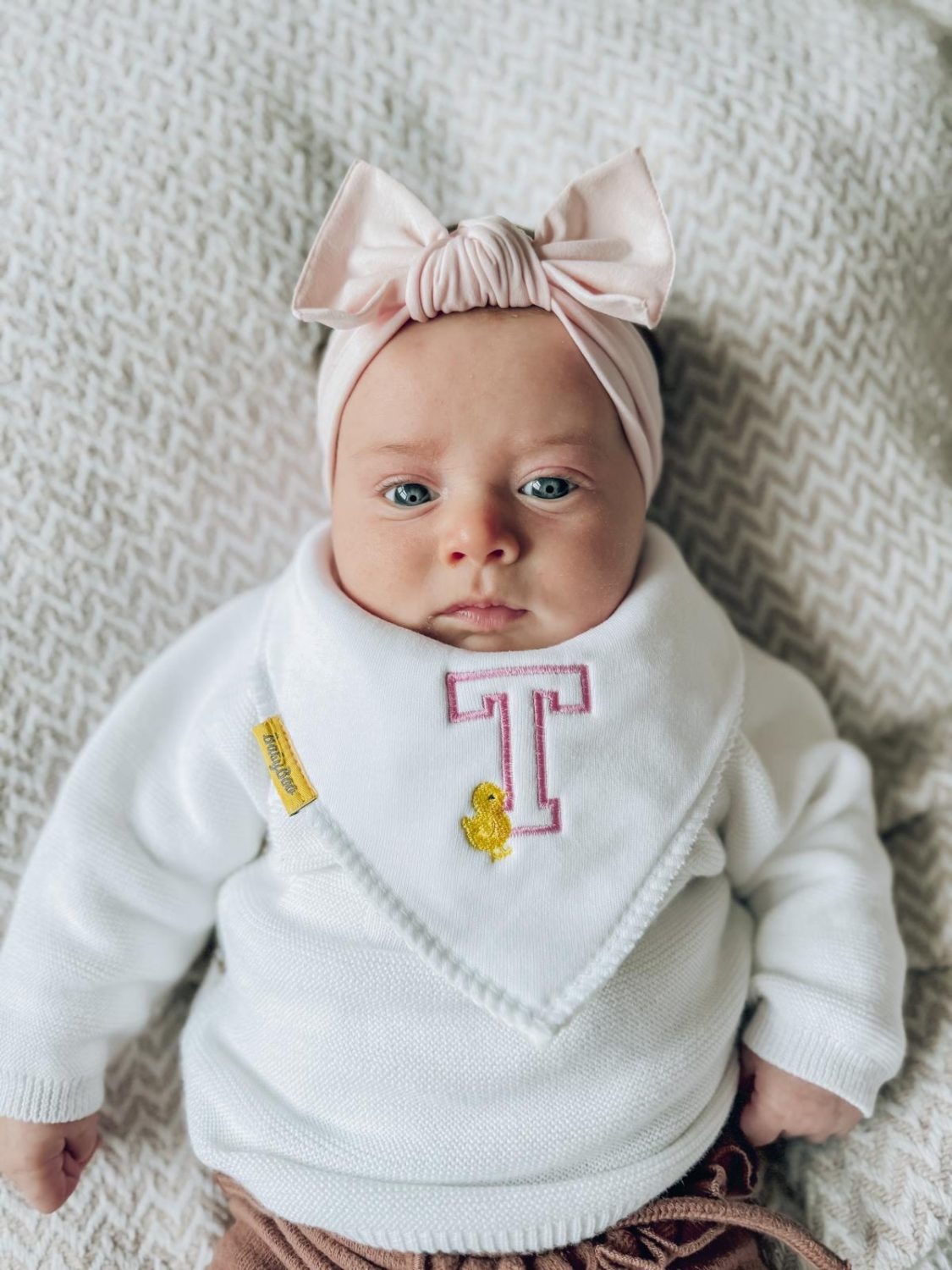 Letterman with chick Organic Cotton DribbleBoo Bib