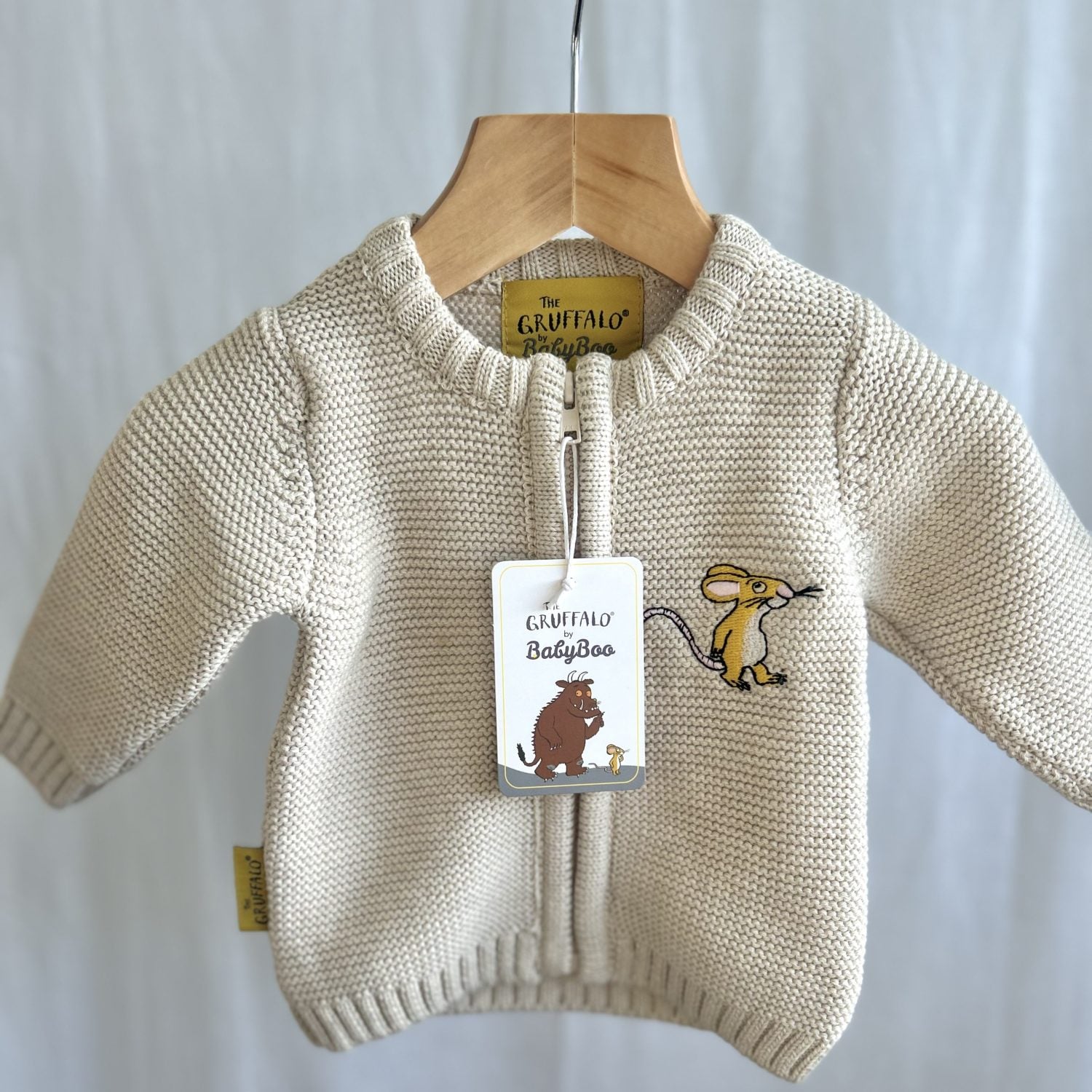 Ecru Mouse Gruffalo Organic Cotton Zipped Cardigan