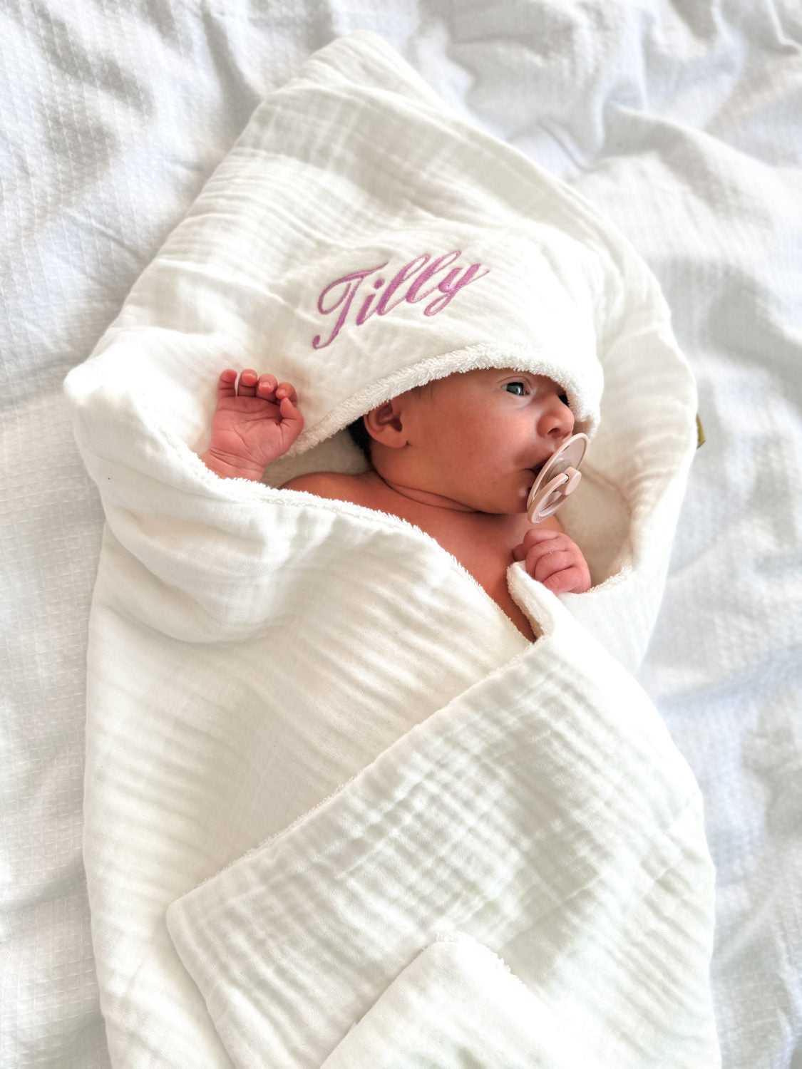 White organic cotton hooded towel
