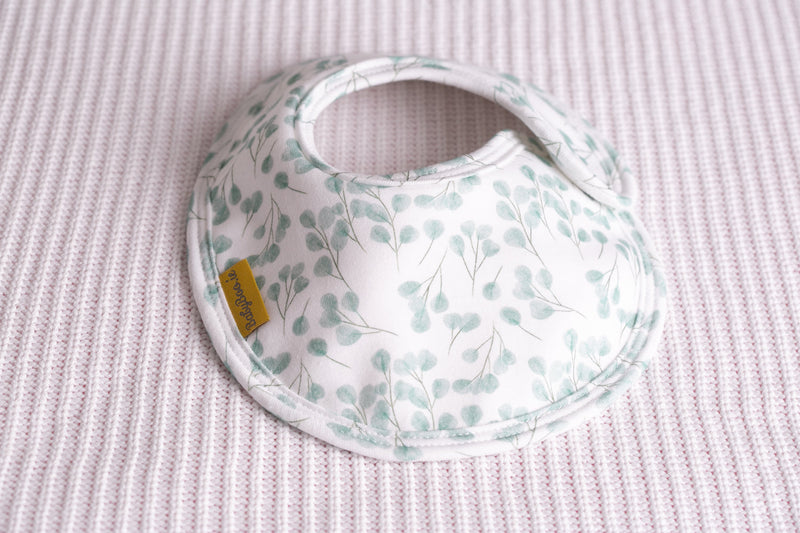 Eucalyptus leaf organic cotton LittleBoo baby bib