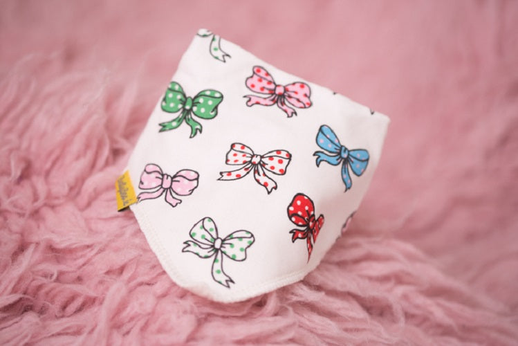Cream ribbons organic cotton DribbleBoo bandana bib