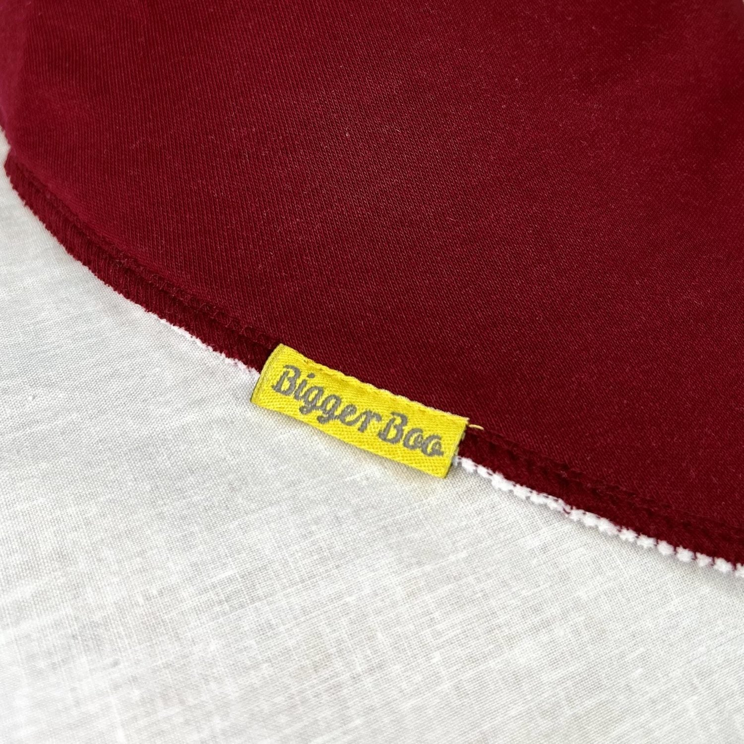 Plain maroon organic cotton BiggerBoo bandana bib (age 3+)