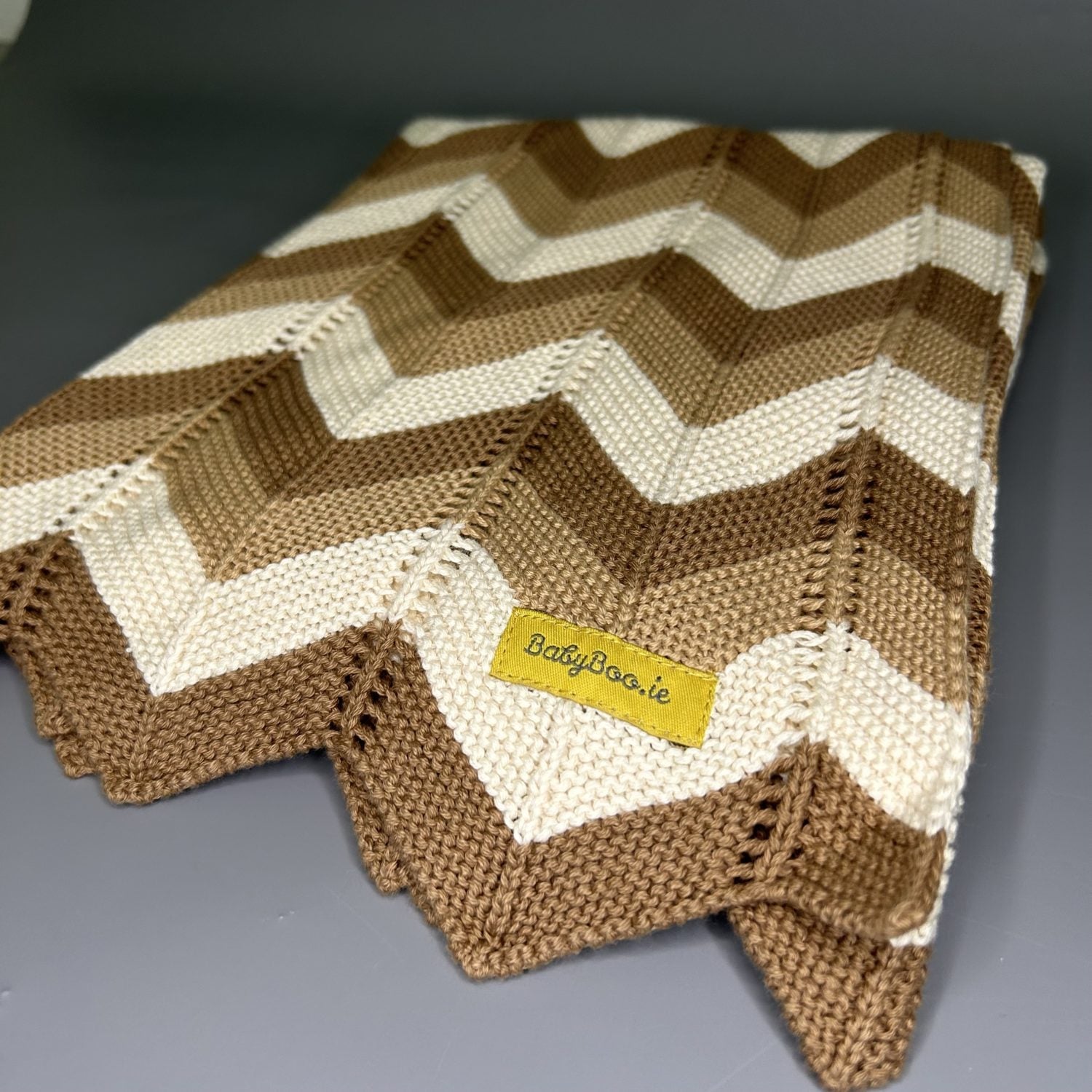 Warm earth toned chevron organic cotton BlankieBoo