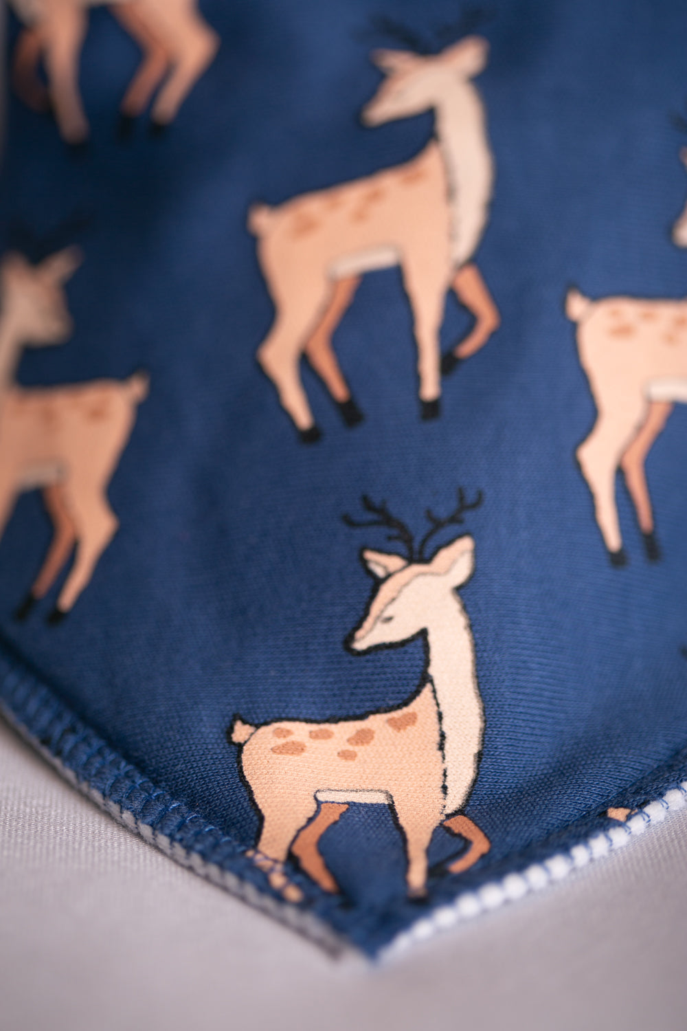 Navy deer organic cotton DribbleBoo bandana bib