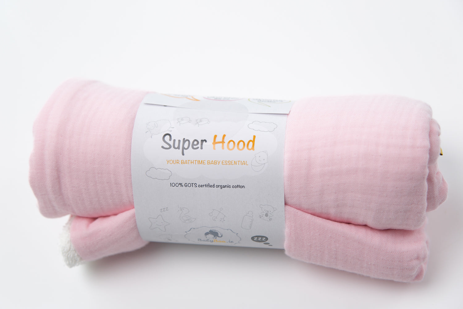Baby pink organic cotton  hooded towel