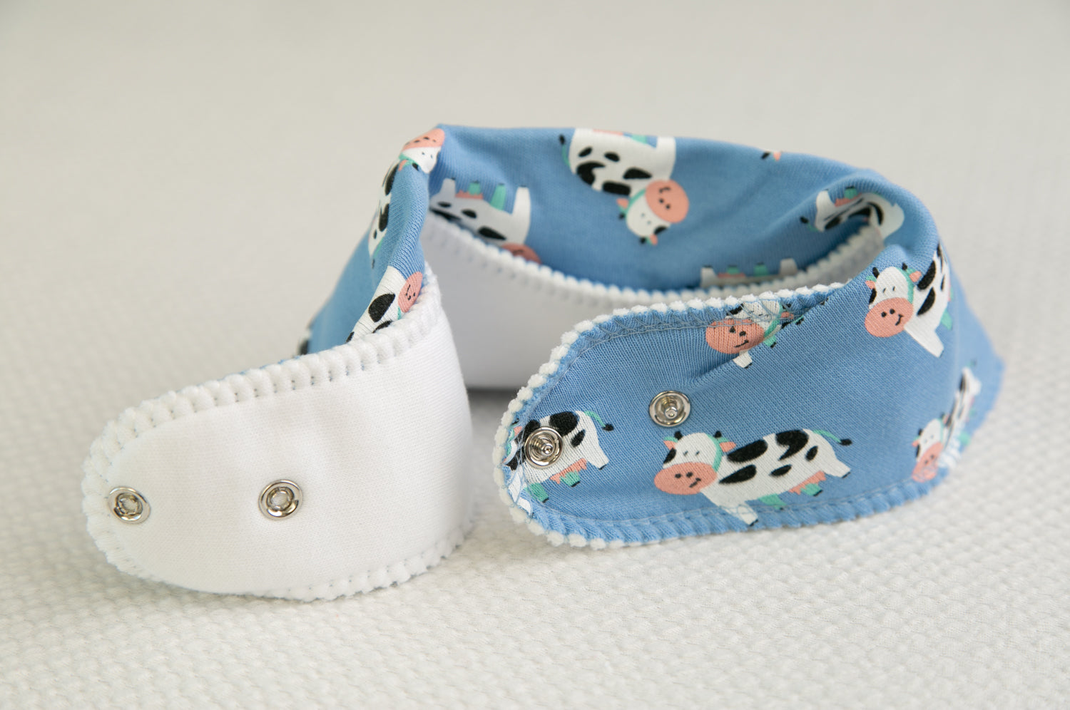 Blue bessie cow organic cotton DribbleBoo bandana bib