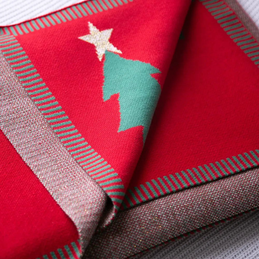 Christmas Trees Family Cuddle organic cotton blanket