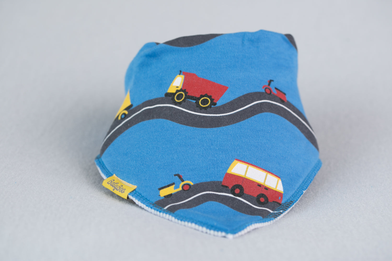 Driving around organic cotton DribbleBoo bandana bib