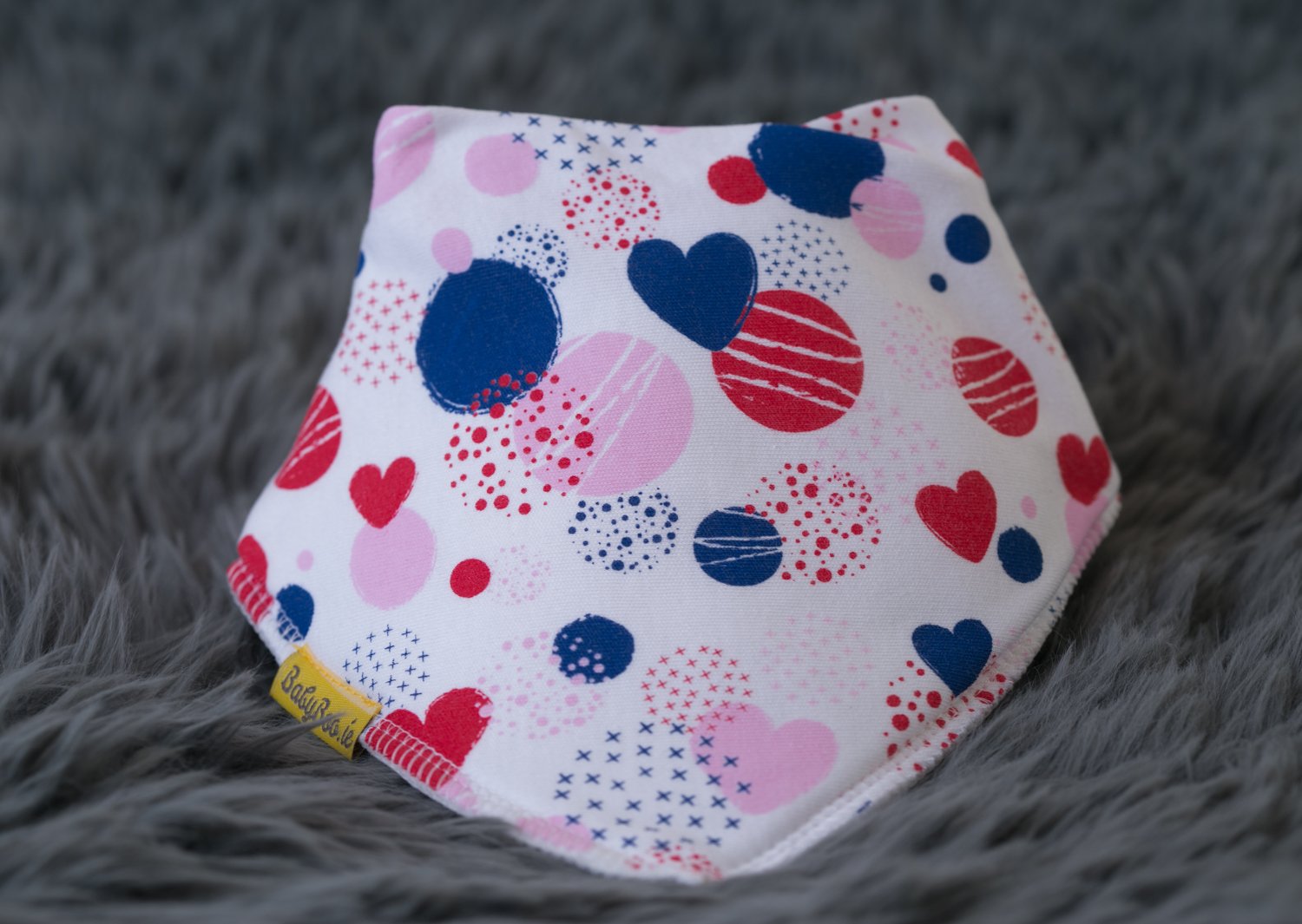 Abstract hearts organic cotton DribbleBoo bandana bib