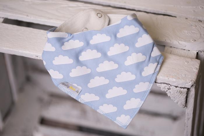 Up in the blue clouds organic cotton DribbleBoo bandana bib
