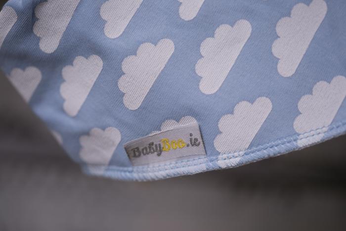 Up in the blue clouds organic cotton DribbleBoo bandana bib