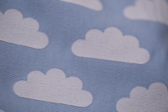 Up in the blue clouds organic cotton DribbleBoo bandana bib