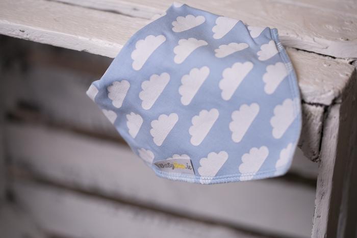Up in the blue clouds organic cotton DribbleBoo bandana bib