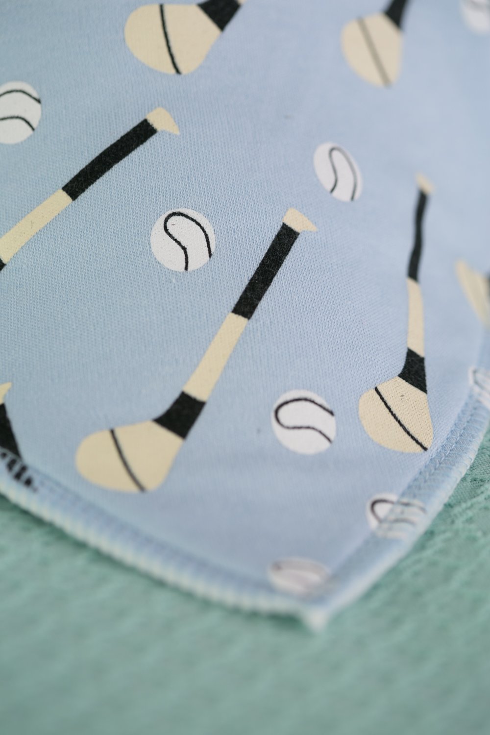 Baby blue GAA mad organic cotton DribbleBoo bandana bib