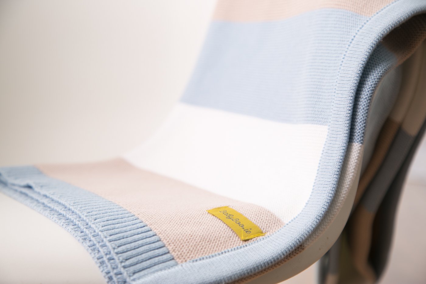 Organic cotton blue/taupe stripes BlankieBoo