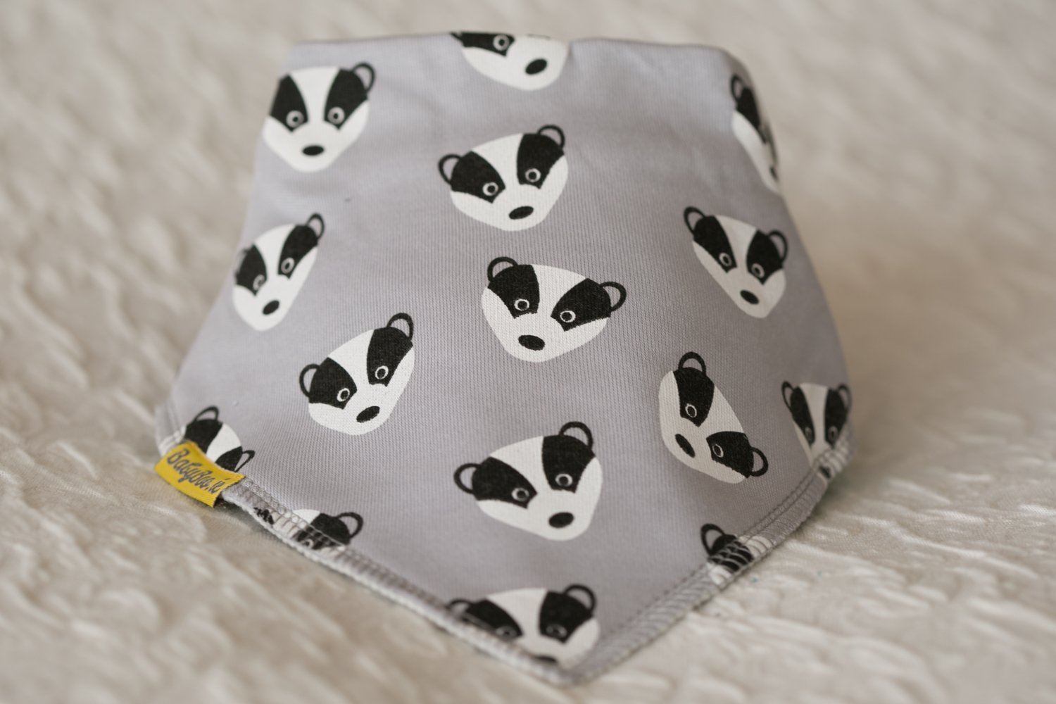 Broc the badger organic cotton DribbleBoo bandana bib
