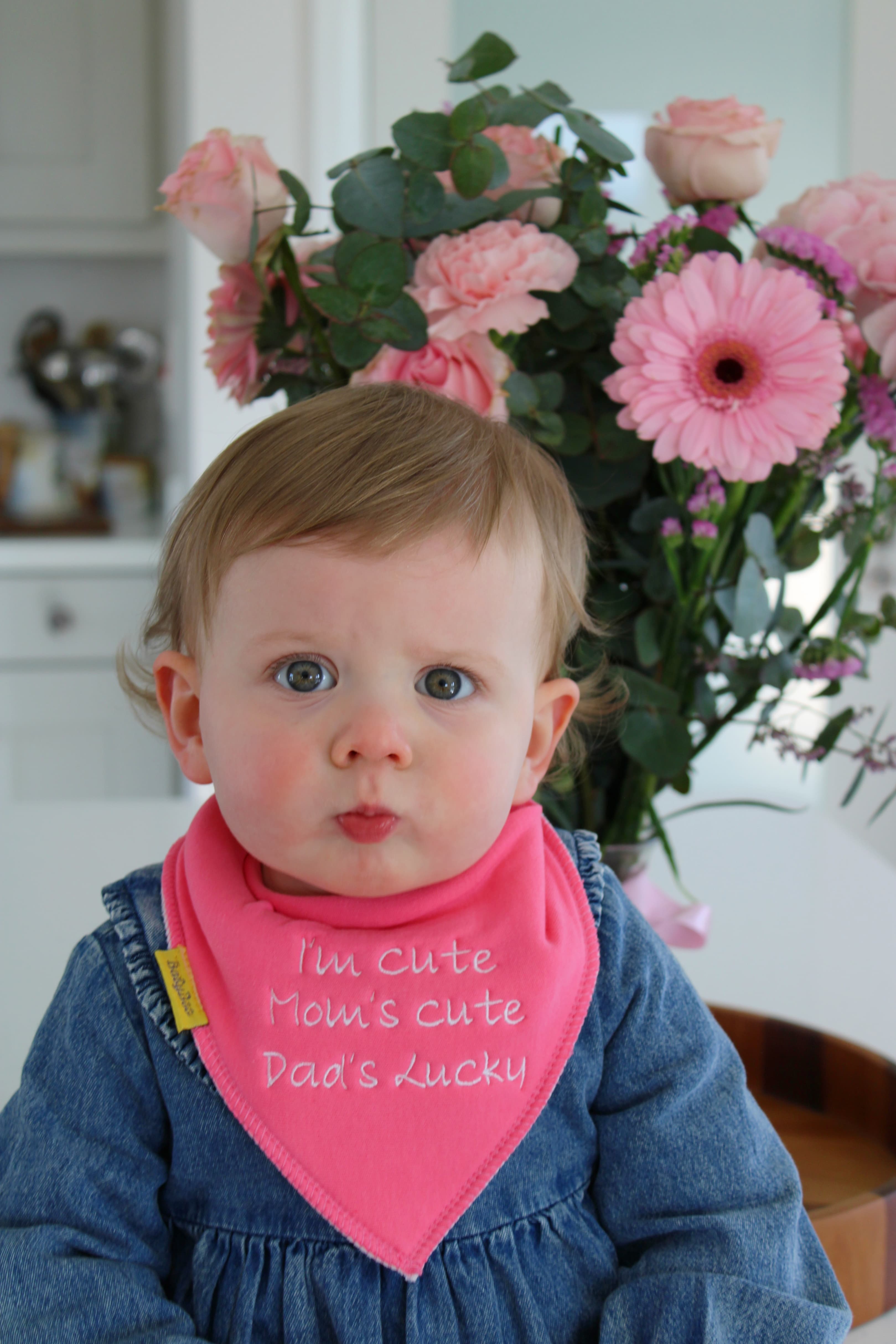 I'm cute, mum's cute organic cotton bandana bib