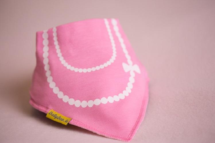Pink fancy little lady organic cotton DribbleBoo bandana bib
