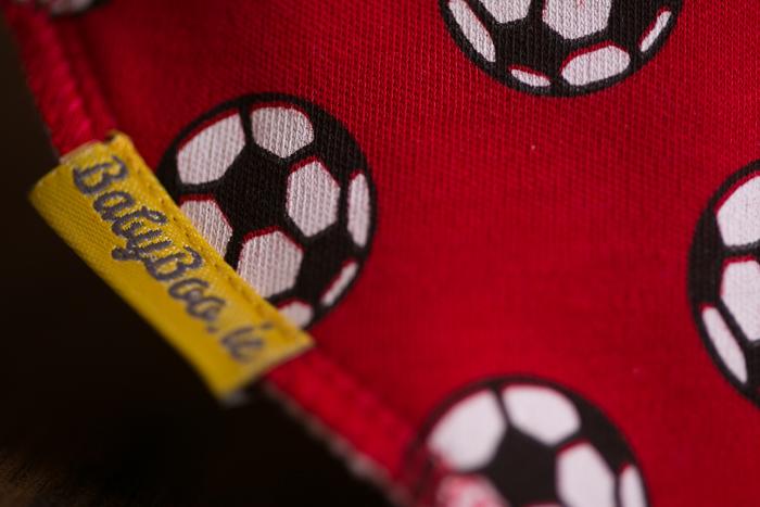 Red Soccer Balls organic cotton DribbleBoo bandana bib