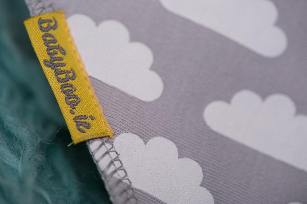 Up in the grey clouds organic cotton DribbleBoo bandana bib