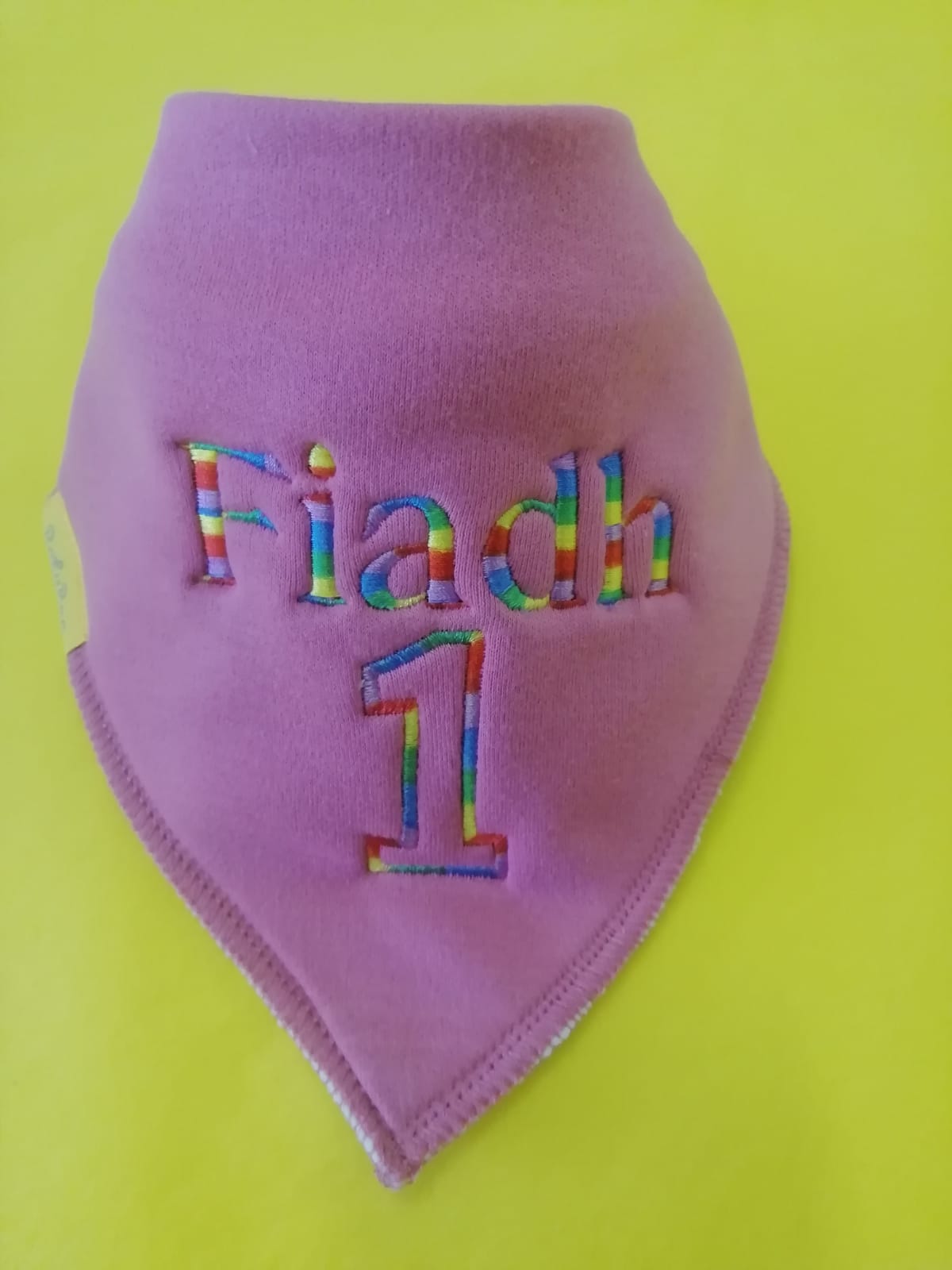 Birthday name/age organic cotton Dribbleboo bandana bib