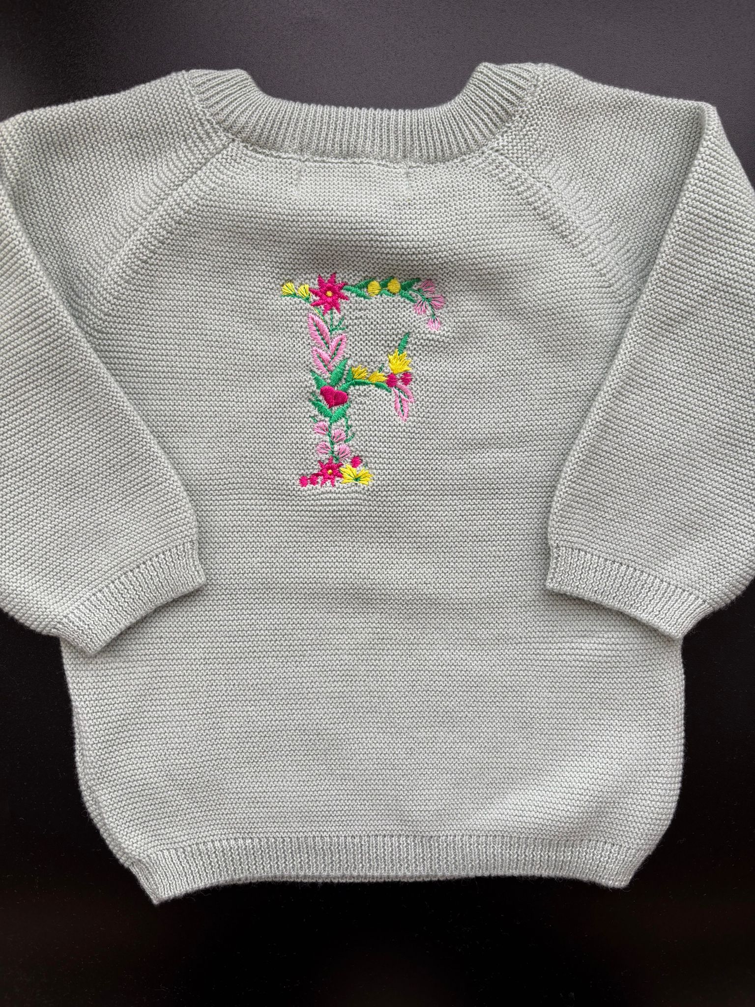 Floral Letter (back) Organic Cotton Kimono Cardigan