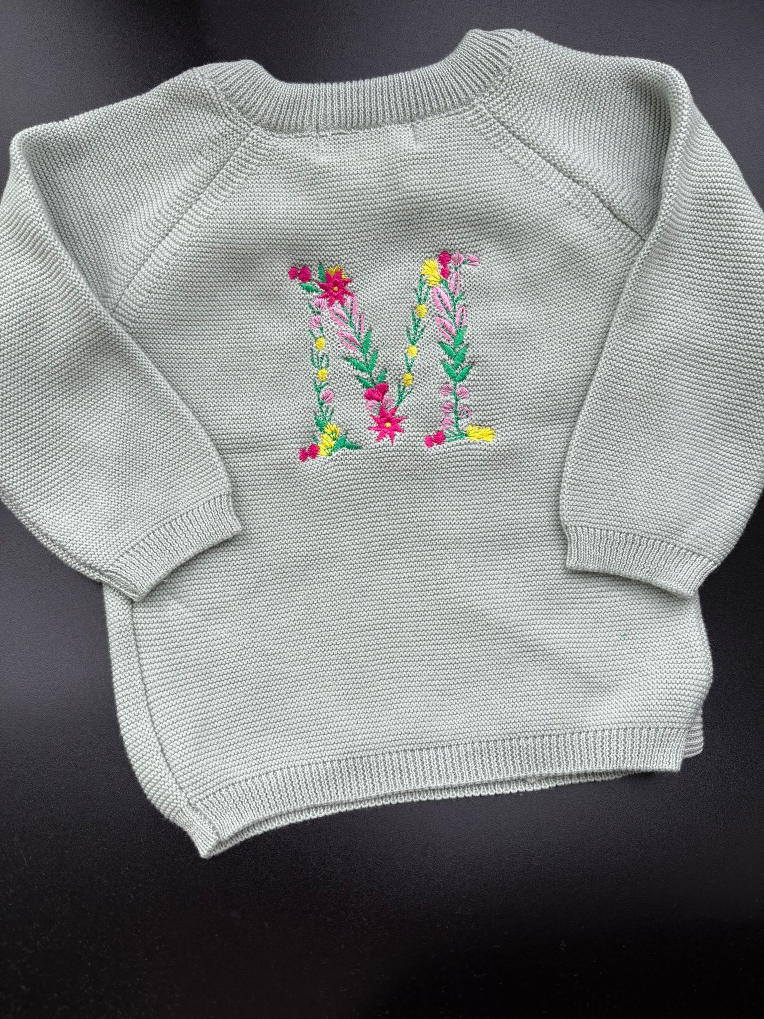 Floral Letter (back) Organic Cotton Kimono Cardigan