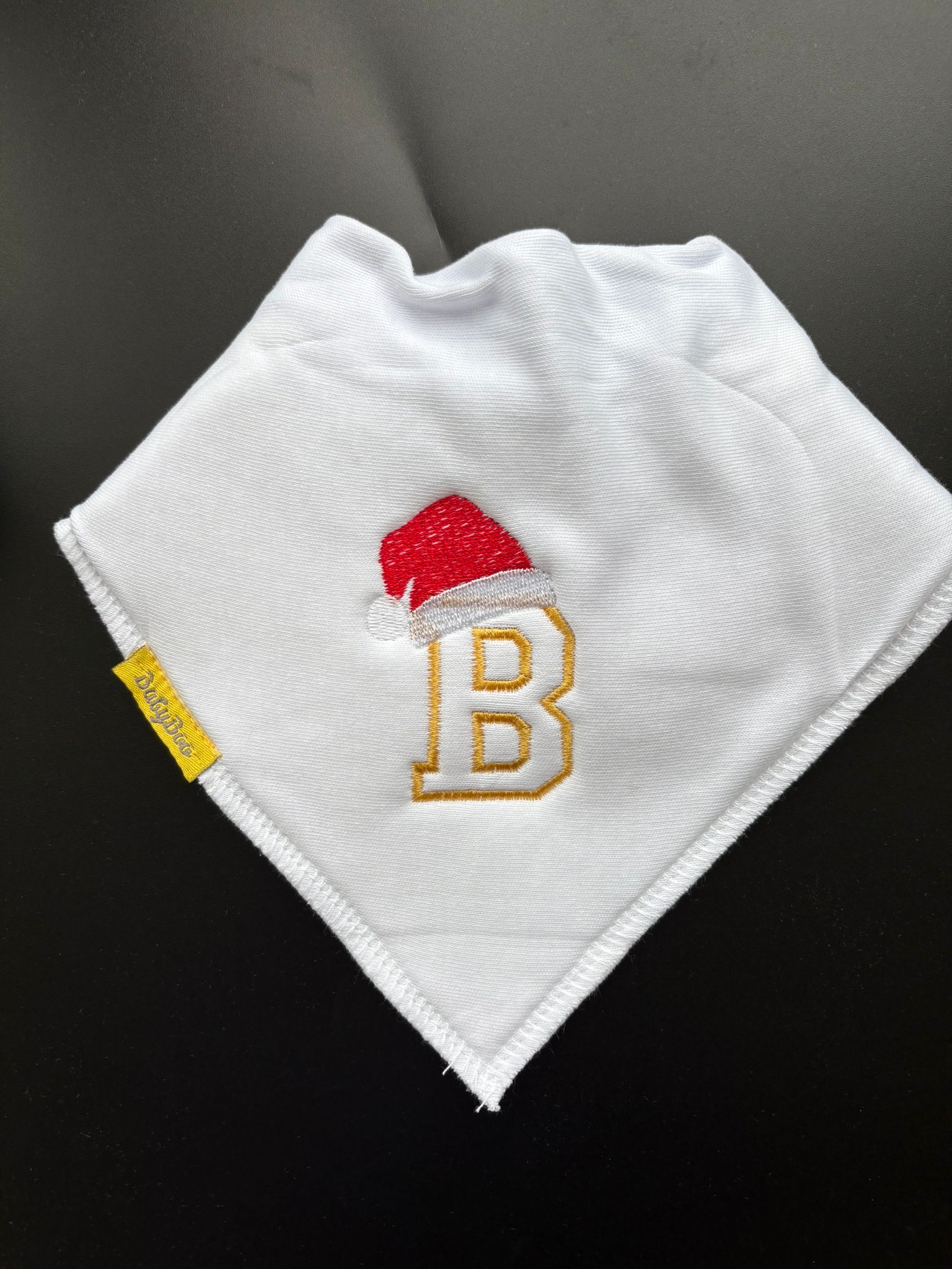 Letterman with Santa Hat Organic Cotton DribbleBoo Bib