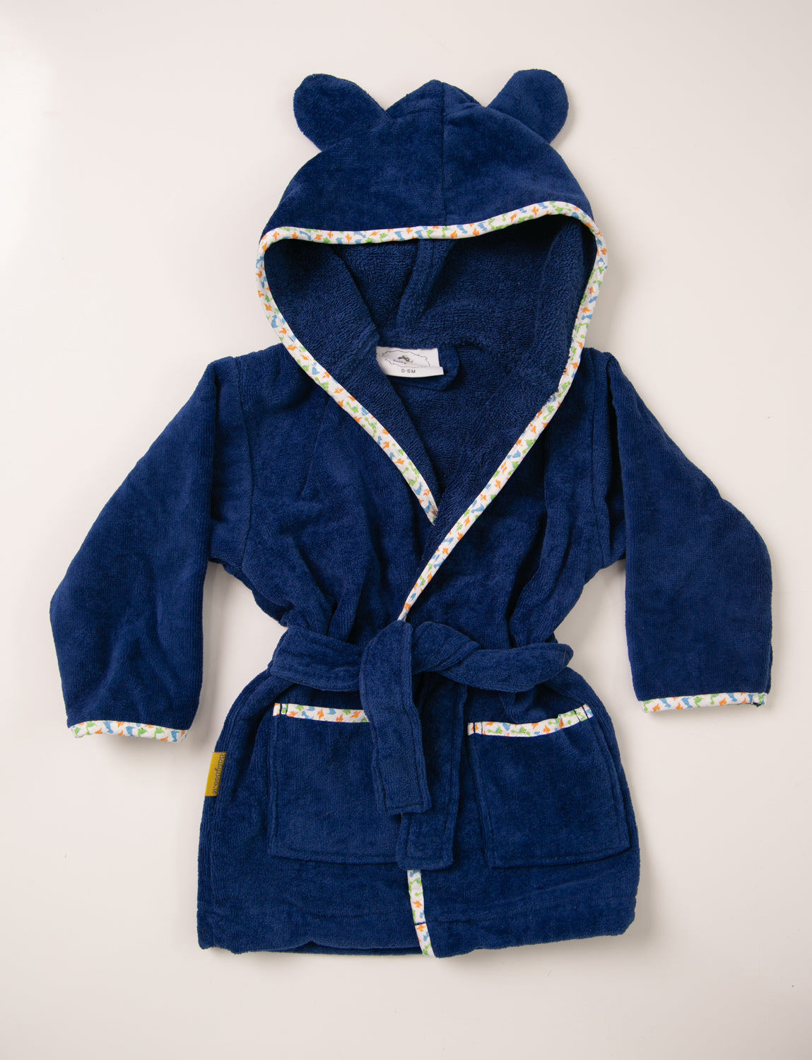 Navy dinos organic cotton CozyBoo robe