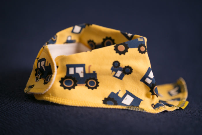 Blue tractors bandana bib