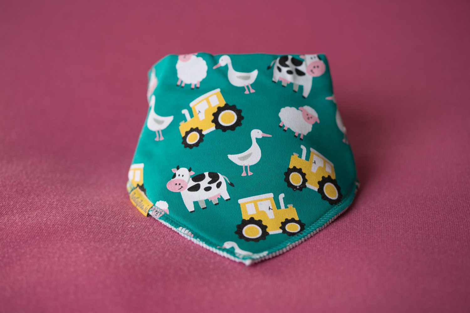Jade green farmyard organic cotton DribbleBoo bandana bib