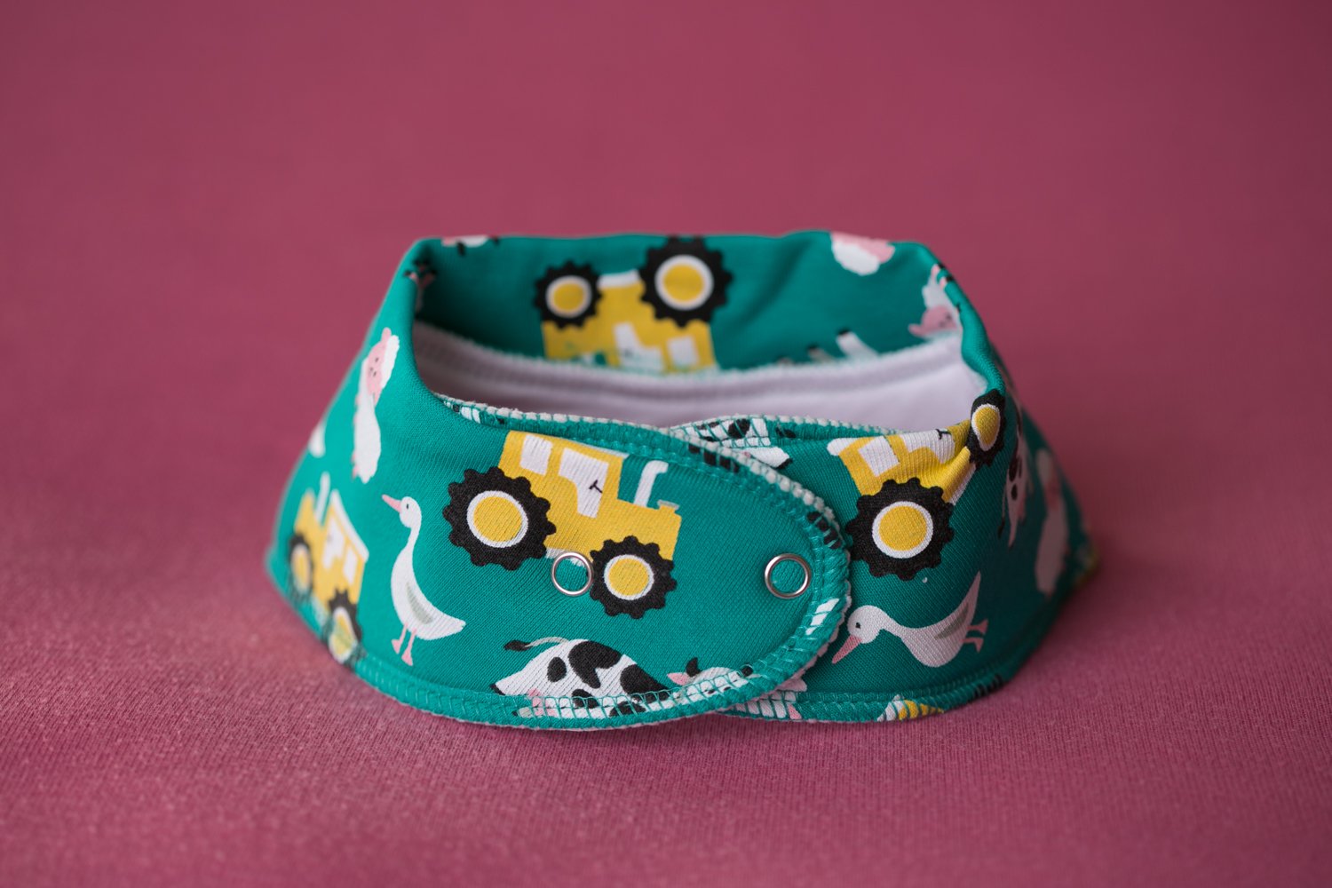 Jade green farmyard organic cotton DribbleBoo bandana bib