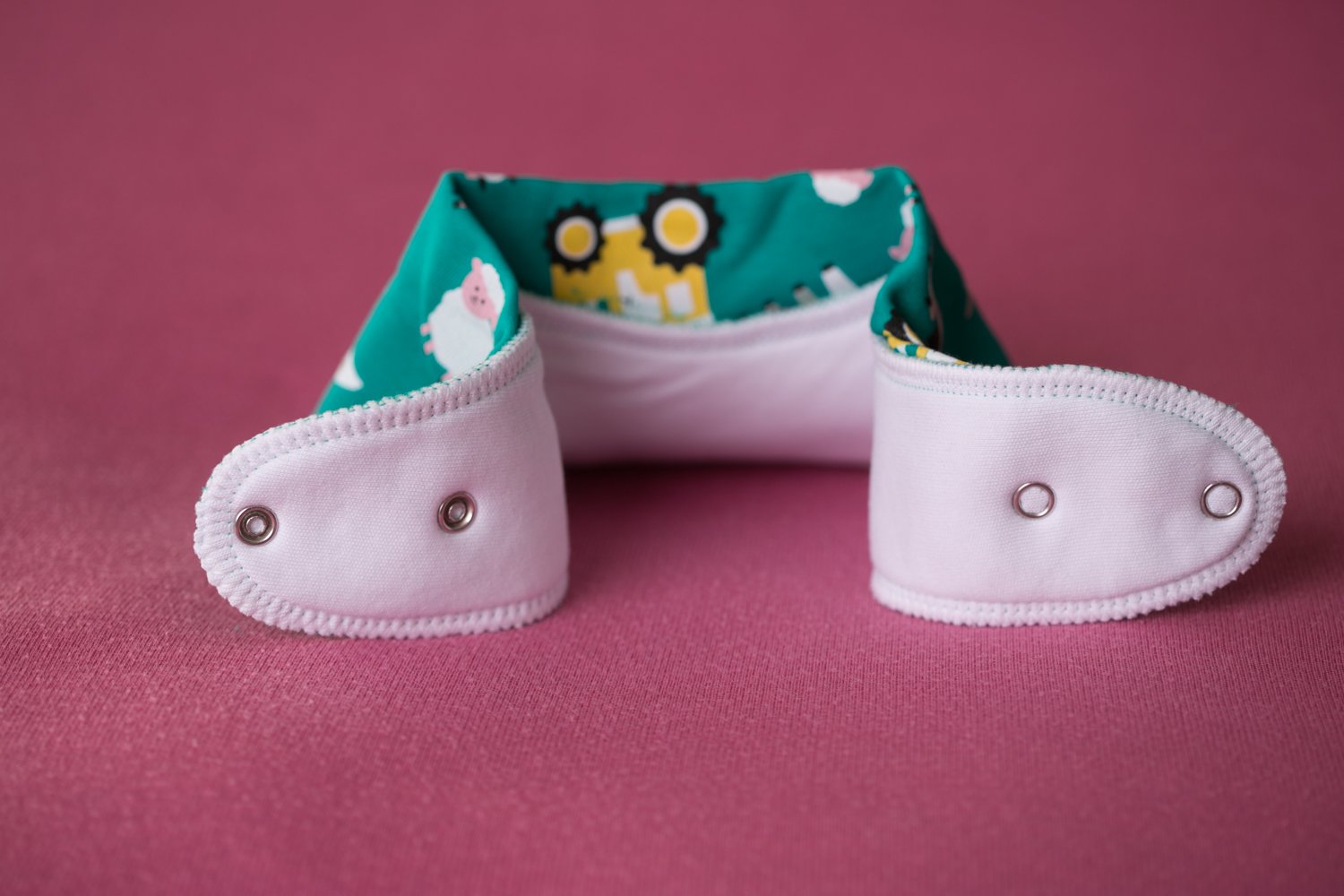 Jade green farmyard organic cotton DribbleBoo bandana bib