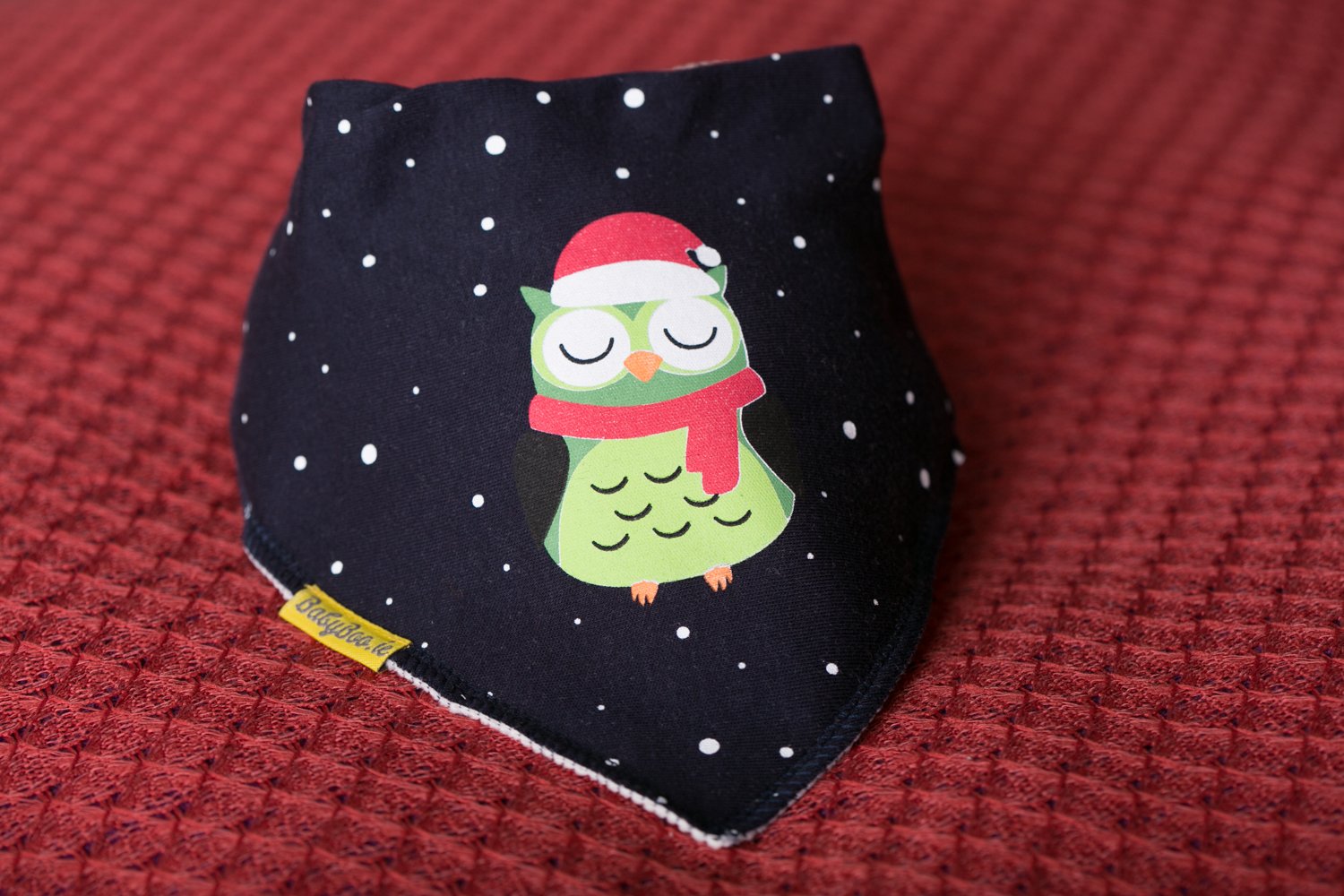Navy Oliver Owl organic cotton DribbleBoo bandana bib