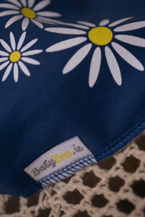 Navy daisy organic cotton DribbleBoo bandana bib