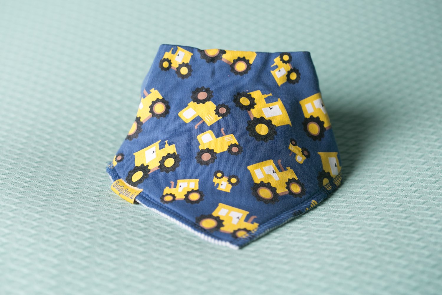 Navy Timmy the tractor organic cotton DribbleBoo bandana bib
