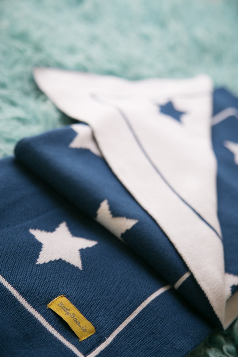 Organic cotton navy stars BlankieBoo