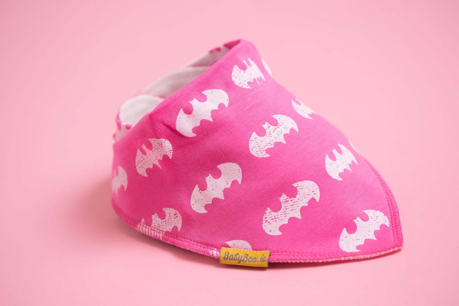 Pink Batman organic cotton DribbleBoo bandana bib